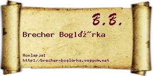 Brecher Boglárka névjegykártya